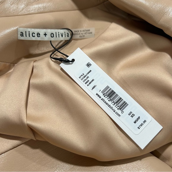 NWT $795 Alice and Olivia Conan Vegan Leather, belted long dress- Size XS - Picture 10 of 11